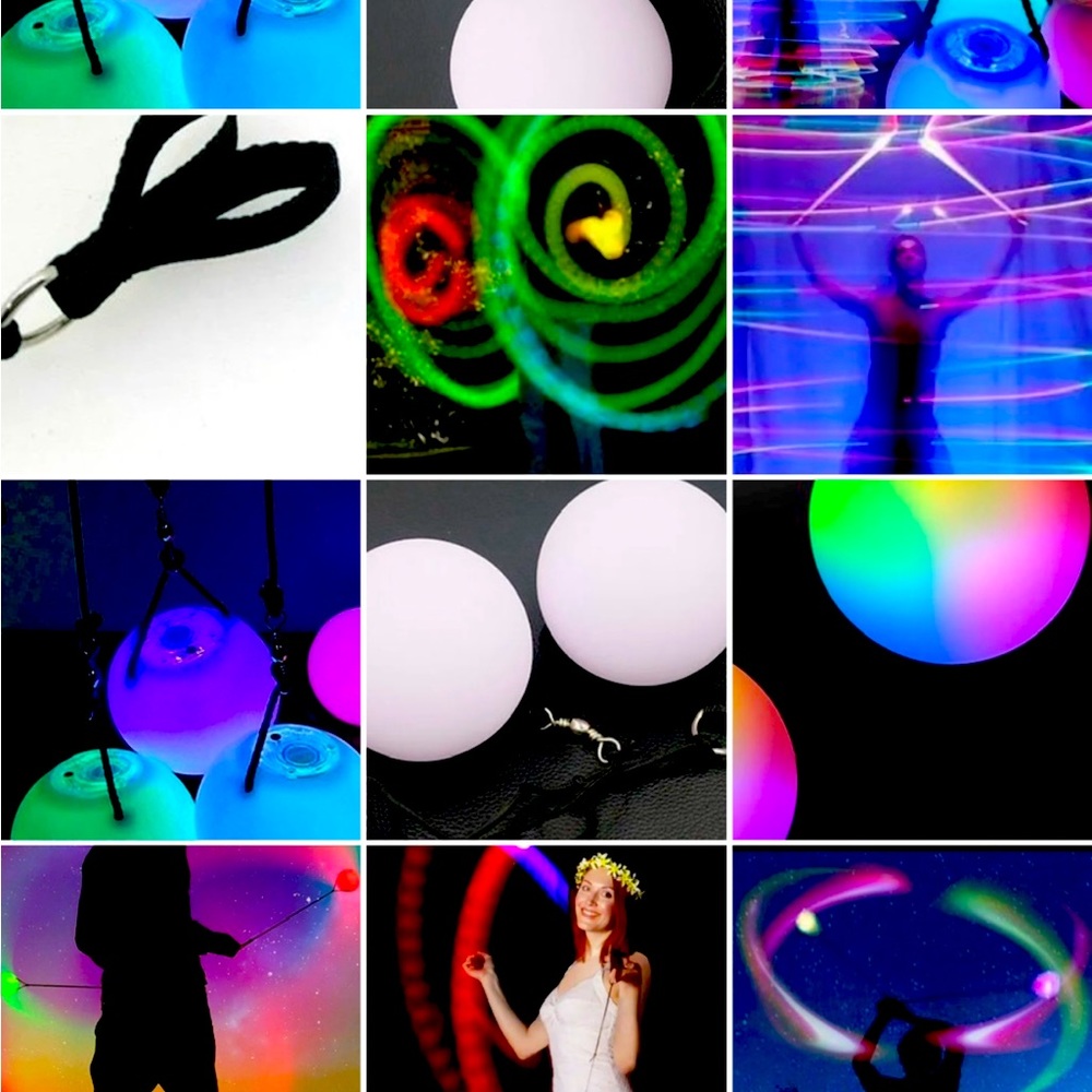 a Set of POI balls w/ ag-13 batteries -3 installed strobe more slow fade , blink